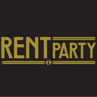 Rent Party text - gold writing on black