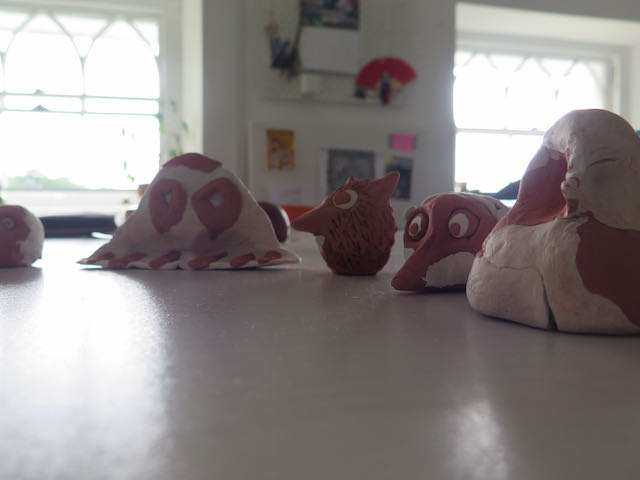 Heads made out of clay