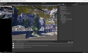 A digital rendering of a screen shot of Newport High Street mixed with the chartist mural and Common/Wealth logo